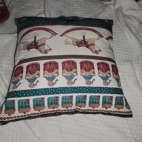 Homemade Christmas Throw Pillow Up cycle Home Decor Toy Soldiers Teddy Bears Etc - Picture 5 of 9